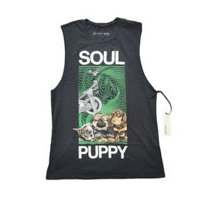 Soulcycle x Puppies Tank Top Mens Small Black Graphic NWT